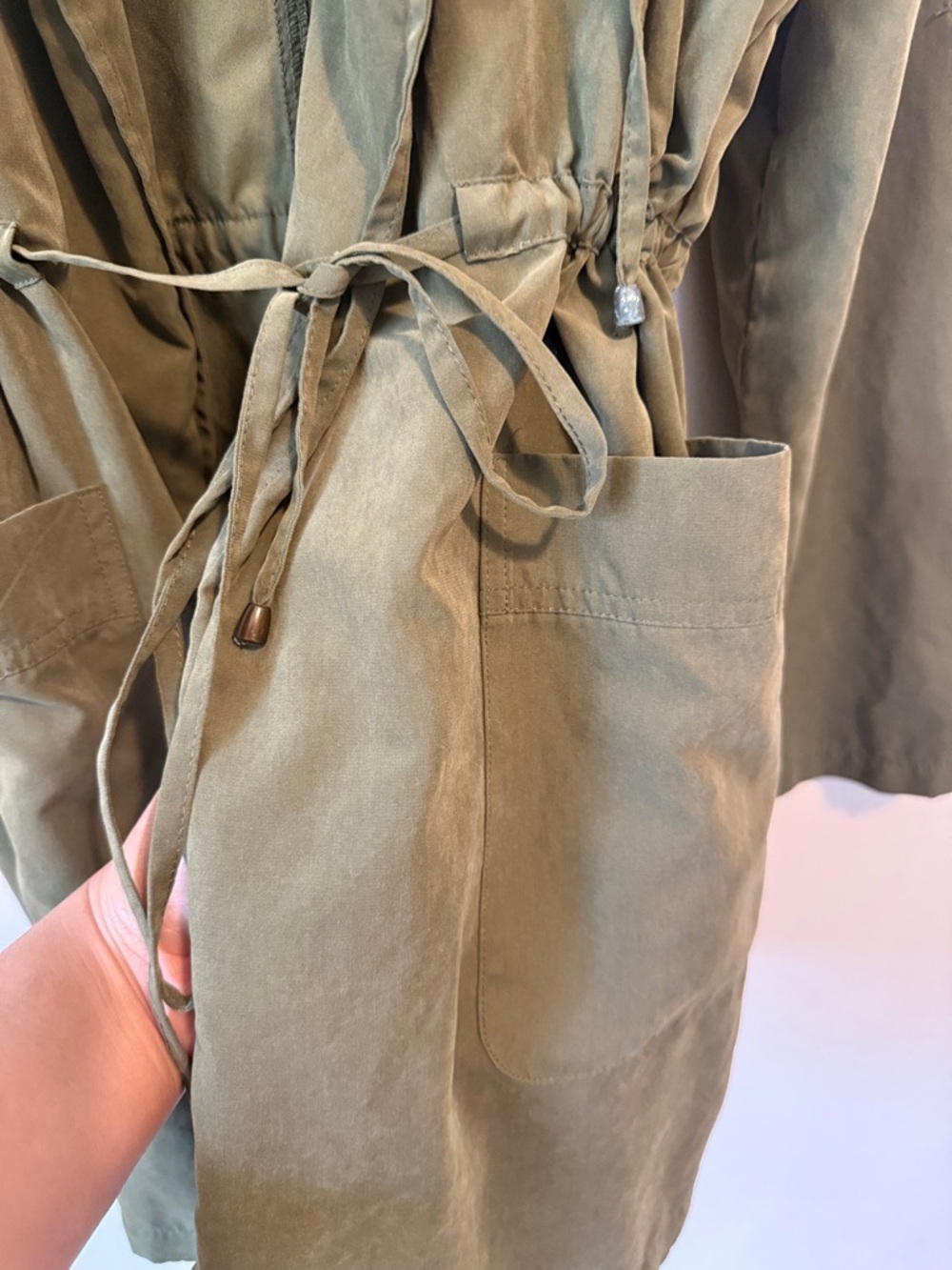 Love Tree Olive Hooded Utility Jacket with Drawstring Waist - Picture 6 of 7